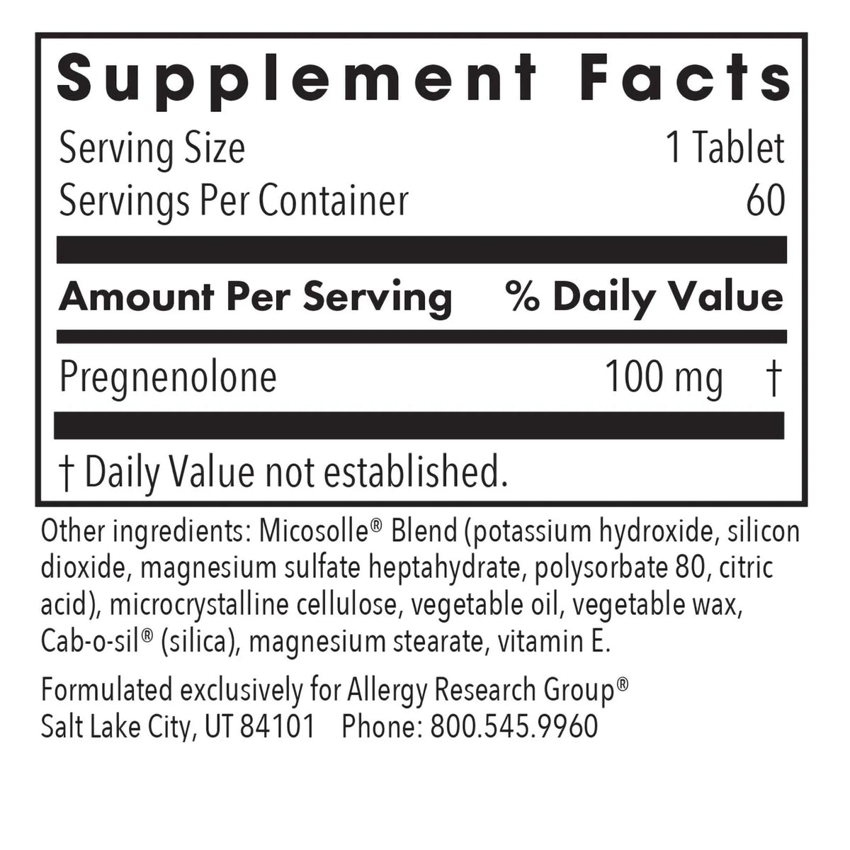 Pregnenolone 100 60ct